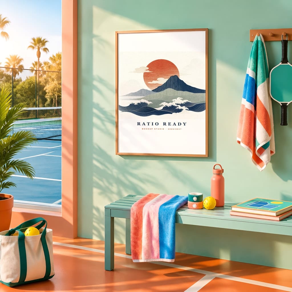Pickleball Wall Art Mockup Bundle — Sports Poster and Gallery Frame PSD Templates (40 Scenes): mockup scene 18 of 40