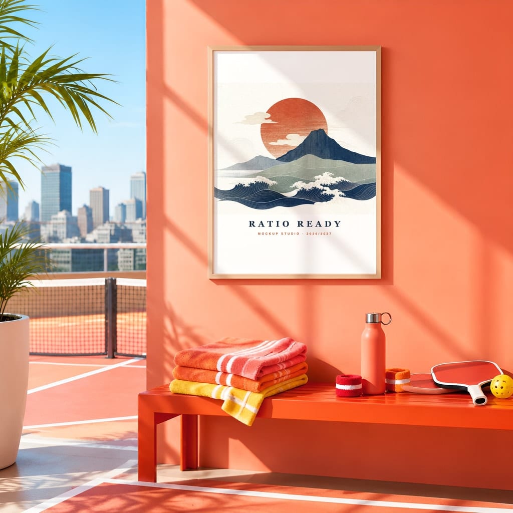 Pickleball Wall Art Mockup Bundle — Sports Poster and Gallery Frame PSD Templates (40 Scenes): mockup scene 2 of 40