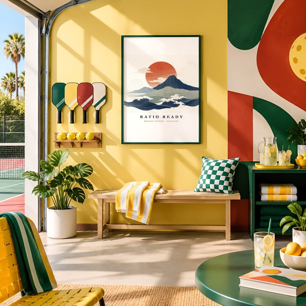 Pickleball Wall Art Mockup Bundle — Sports Poster and Gallery Frame PSD Templates (40 Scenes): mockup scene 20 of 40