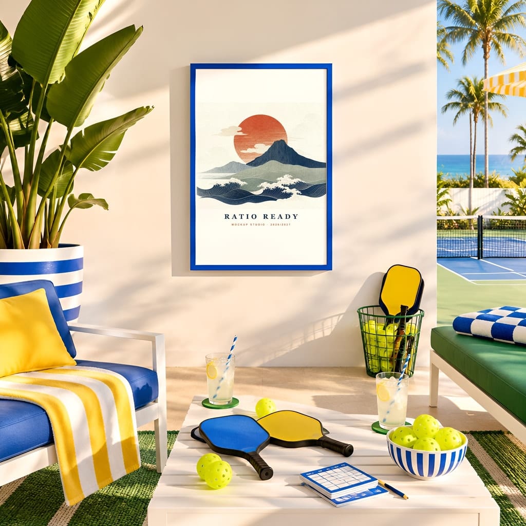 Pickleball Wall Art Mockup Bundle — Sports Poster and Gallery Frame PSD Templates (40 Scenes): mockup scene 21 of 40