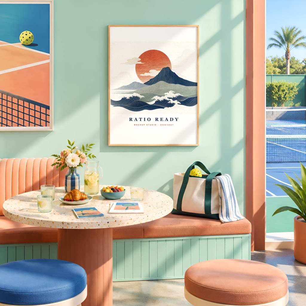 Pickleball Wall Art Mockup Bundle — Sports Poster and Gallery Frame PSD Templates (40 Scenes): mockup scene 23 of 40