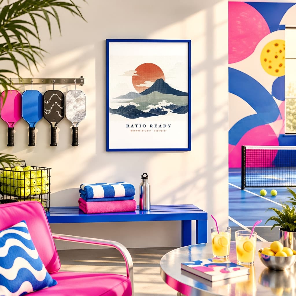 Pickleball Wall Art Mockup Bundle — Sports Poster and Gallery Frame PSD Templates (40 Scenes): mockup scene 24 of 40