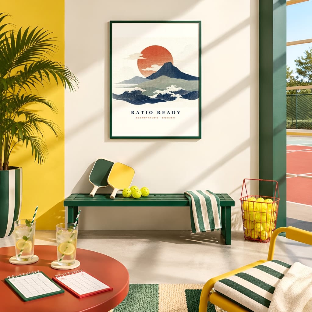Pickleball Wall Art Mockup Bundle — Sports Poster and Gallery Frame PSD Templates (40 Scenes): mockup scene 25 of 40