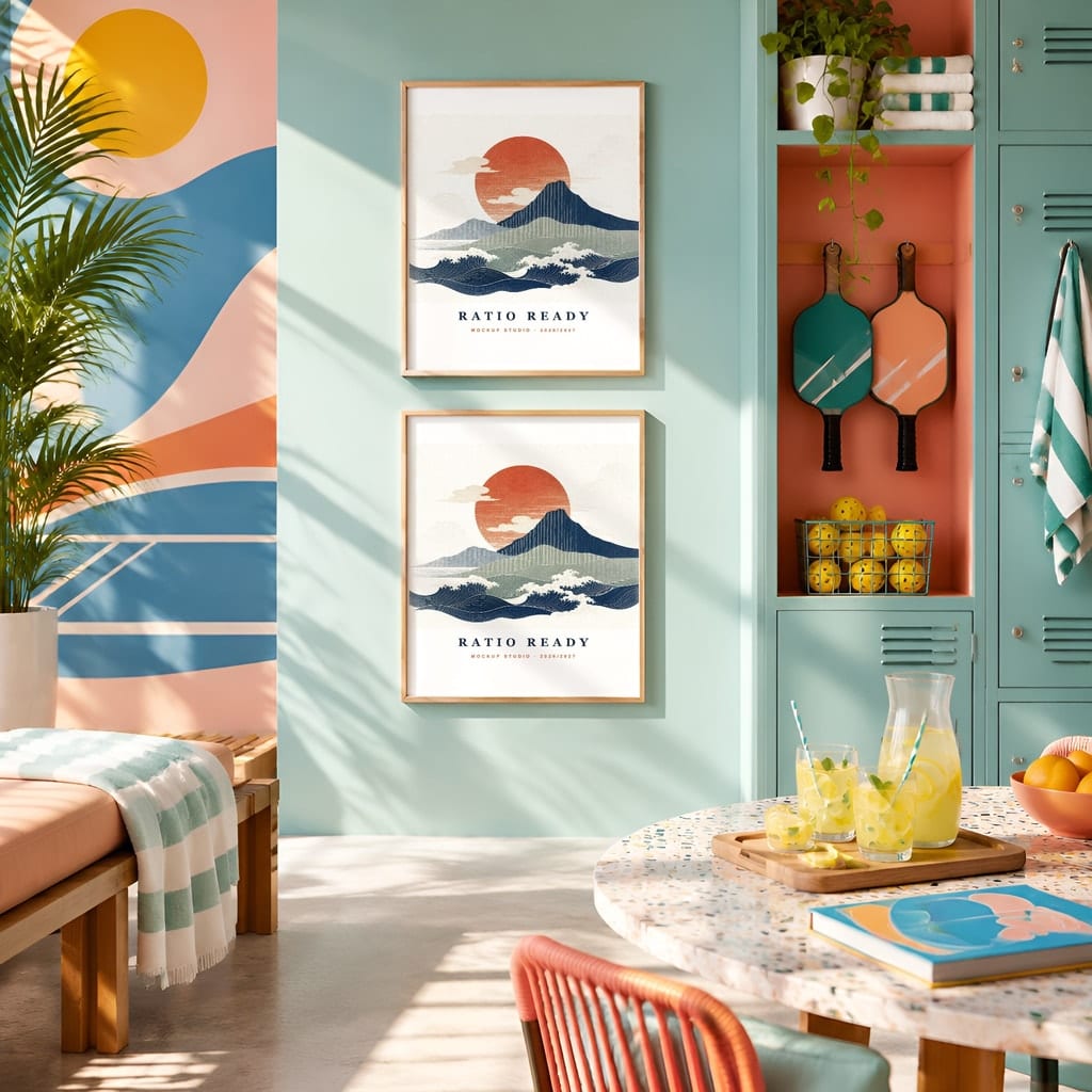Pickleball Wall Art Mockup Bundle — Sports Poster and Gallery Frame PSD Templates (40 Scenes): mockup scene 28 of 40