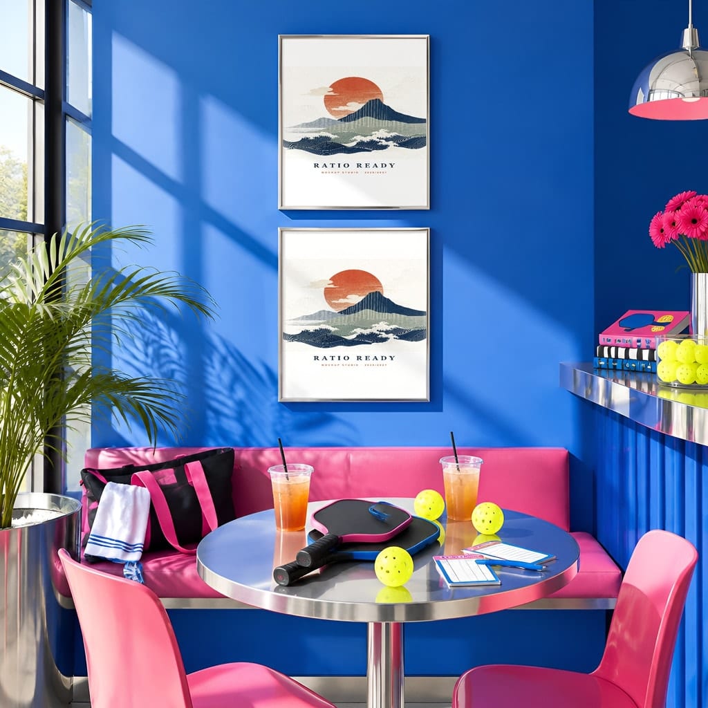 Pickleball Wall Art Mockup Bundle — Sports Poster and Gallery Frame PSD Templates (40 Scenes): mockup scene 29 of 40