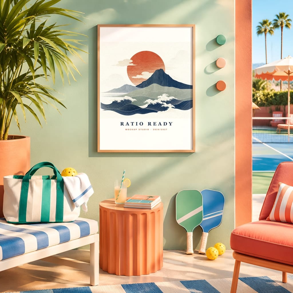 Pickleball Wall Art Mockup Bundle — Sports Poster and Gallery Frame PSD Templates (40 Scenes): mockup scene 3 of 40