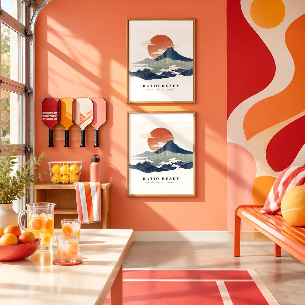 Pickleball Wall Art Mockup Bundle — Sports Poster and Gallery Frame PSD Templates (40 Scenes): mockup scene 32 of 40