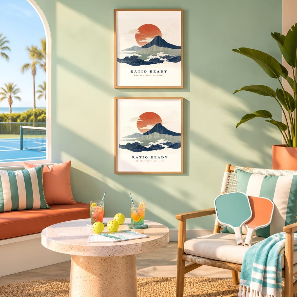 Pickleball Wall Art Mockup Bundle — Sports Poster and Gallery Frame PSD Templates (40 Scenes): mockup scene 33 of 40