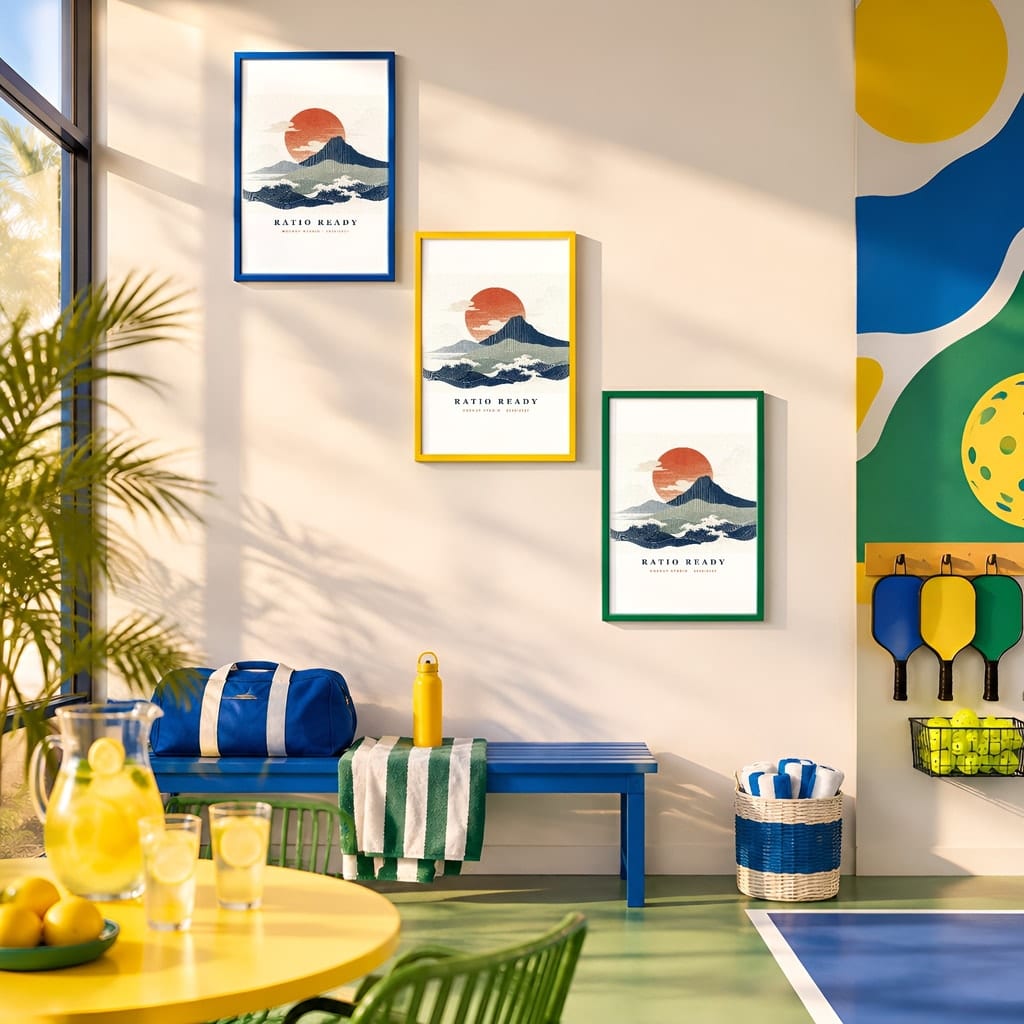 Pickleball Wall Art Mockup Bundle — Sports Poster and Gallery Frame PSD Templates (40 Scenes): mockup scene 36 of 40