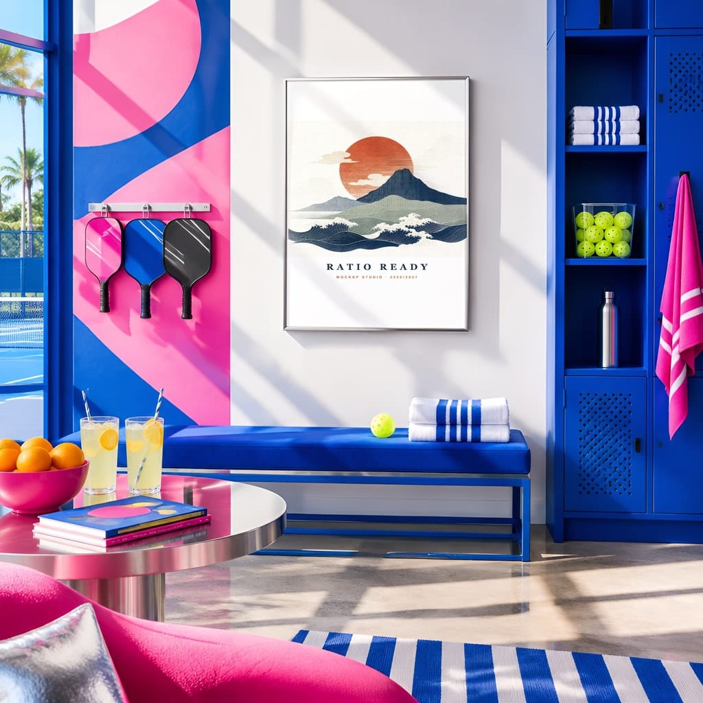 Pickleball Wall Art Mockup Bundle — Sports Poster and Gallery Frame PSD Templates (40 Scenes): mockup scene 4 of 40