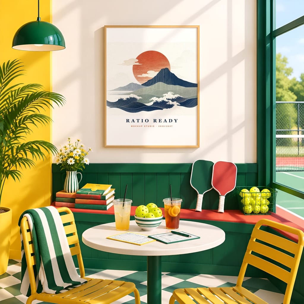Pickleball Wall Art Mockup Bundle — Sports Poster and Gallery Frame PSD Templates (40 Scenes): mockup scene 5 of 40