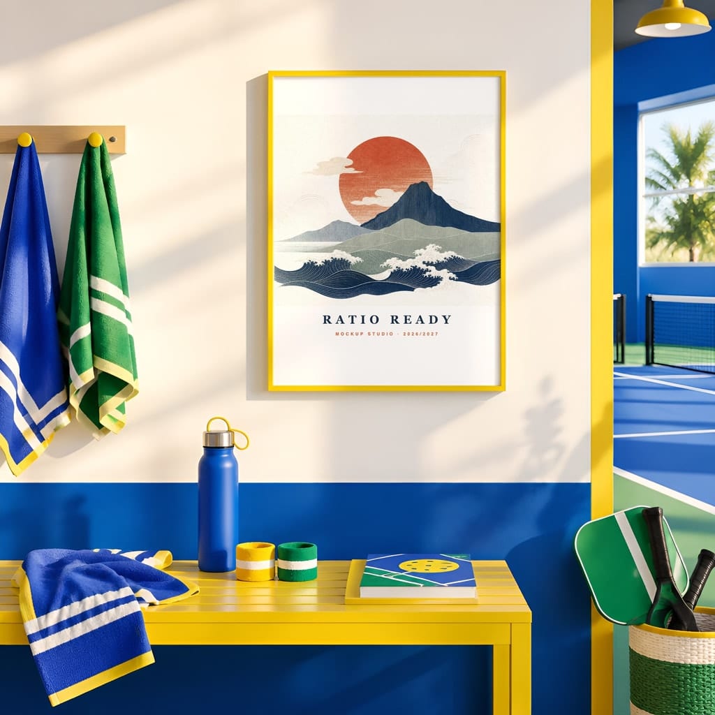 Pickleball Wall Art Mockup Bundle — Sports Poster and Gallery Frame PSD Templates (40 Scenes): mockup scene 6 of 40