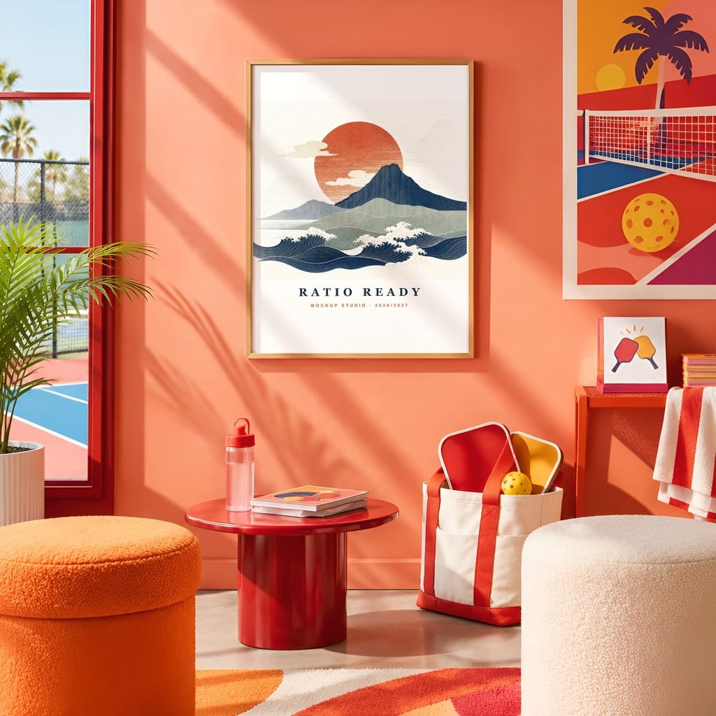 Pickleball Wall Art Mockup Bundle — Sports Poster and Gallery Frame PSD Templates (40 Scenes): mockup scene 7 of 40