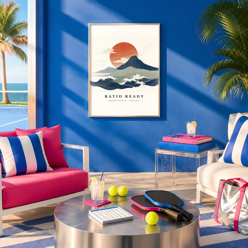 Pickleball Wall Art Mockup Bundle — Sports Poster and Gallery Frame PSD Templates (40 Scenes): mockup scene 9 of 40
