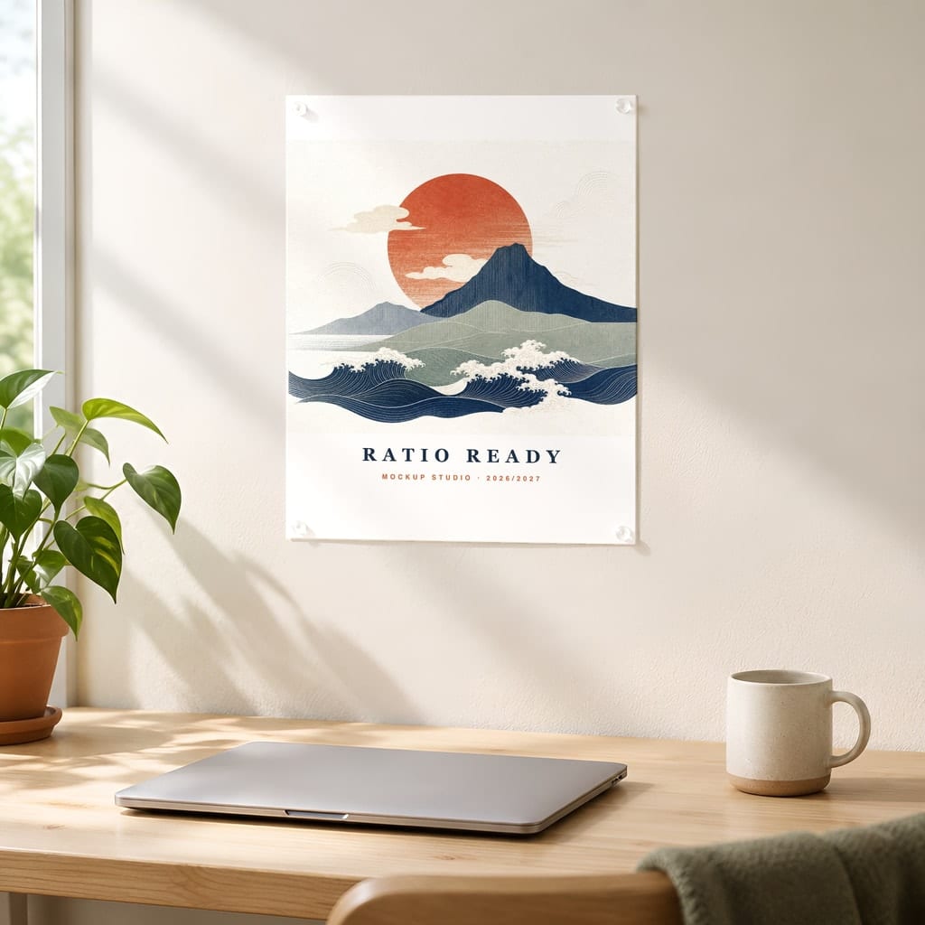 Poster Mockup No Frame — Dorm Room and Rental Taped Wall PSD Templates (20 Scenes): mockup scene 11 of 20