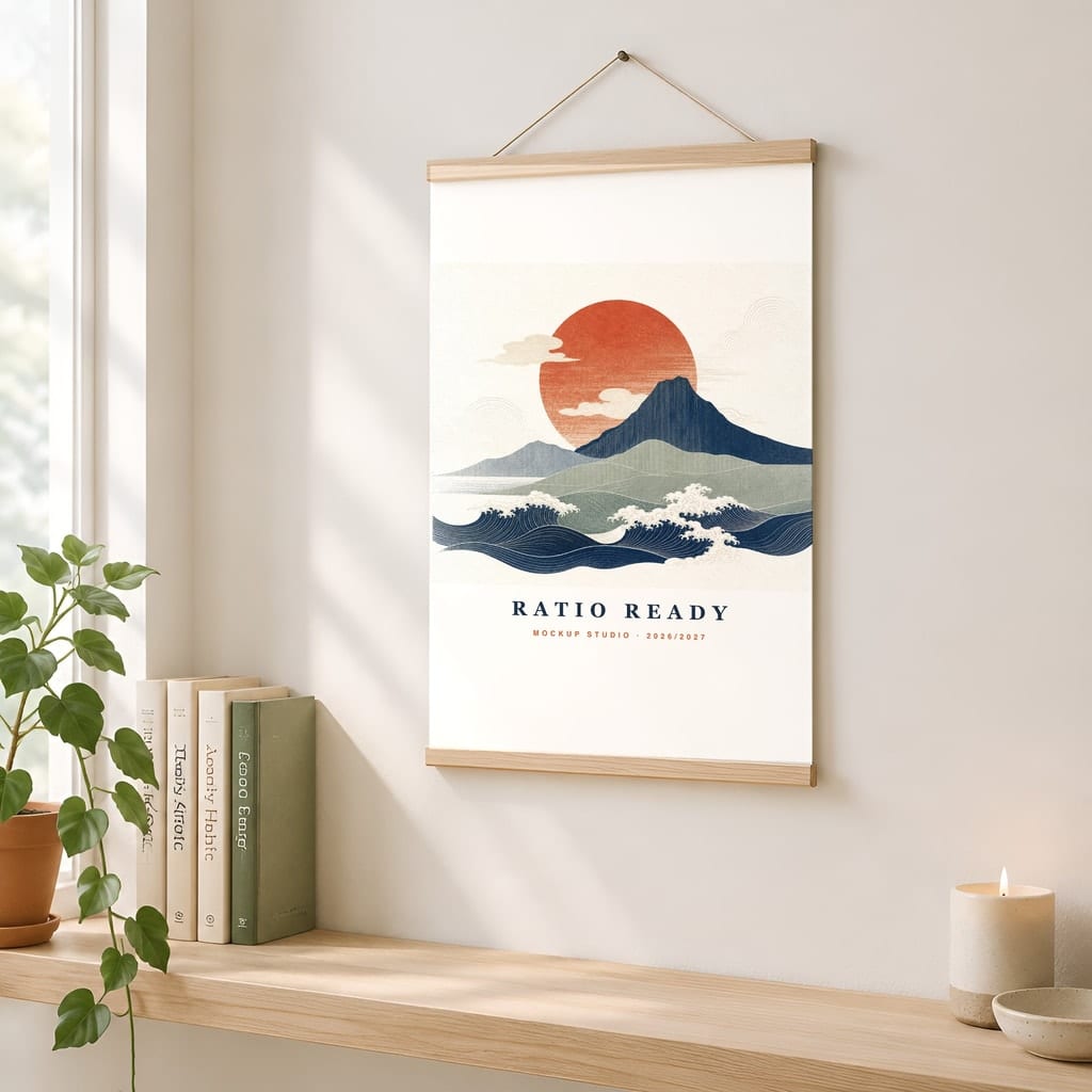 Poster Mockup No Frame — Dorm Room and Rental Taped Wall PSD Templates (20 Scenes): mockup scene 14 of 20