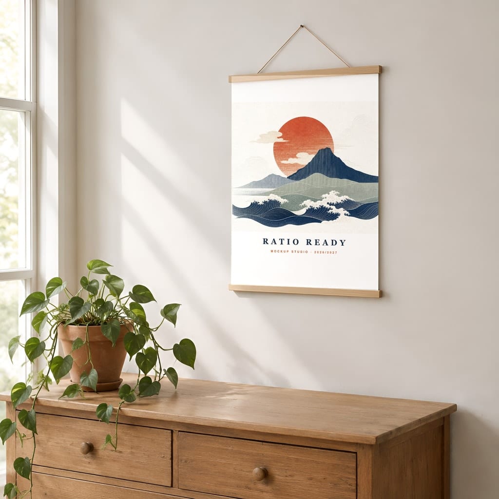 Poster Mockup No Frame — Dorm Room and Rental Taped Wall PSD Templates (20 Scenes): mockup scene 18 of 20