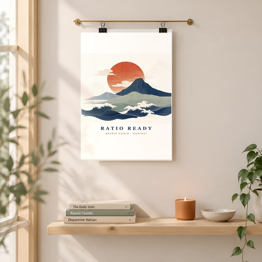 Poster Mockup No Frame — Dorm Room and Rental Taped Wall PSD Templates (20 Scenes): mockup scene 4 of 20