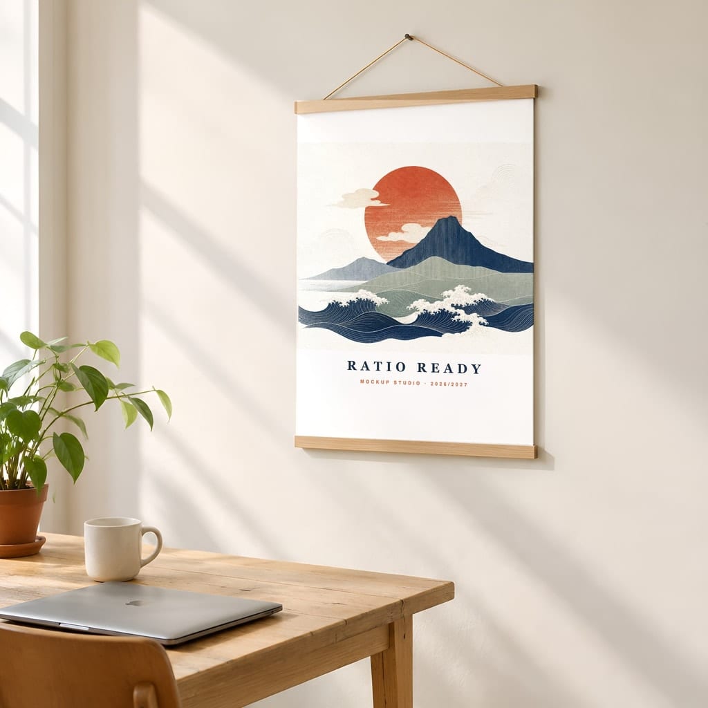 Poster Mockup No Frame — Dorm Room and Rental Taped Wall PSD Templates (20 Scenes): mockup scene 6 of 20