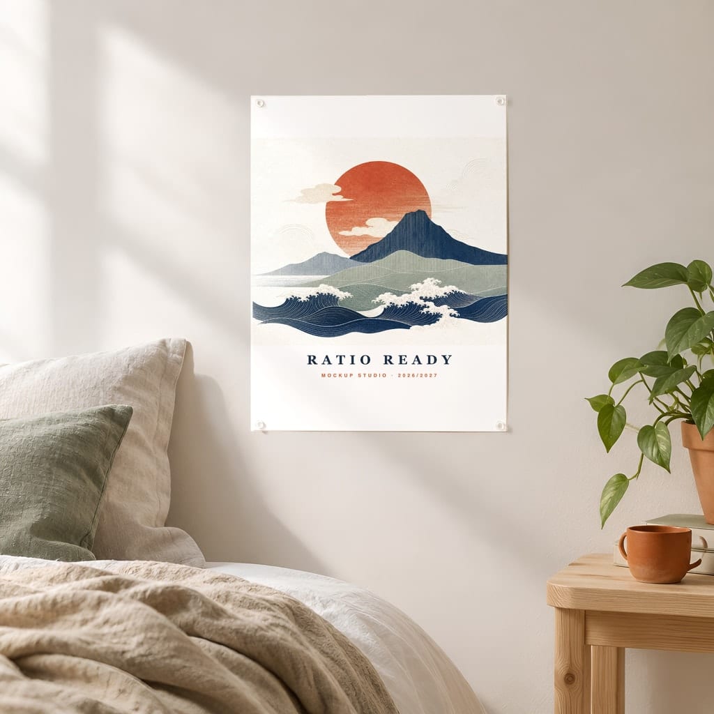 Poster Mockup No Frame — Dorm Room and Rental Taped Wall PSD Templates (20 Scenes): mockup scene 7 of 20