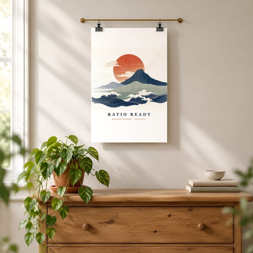 Poster Mockup No Frame — Dorm Room and Rental Taped Wall PSD Templates (20 Scenes): mockup scene 8 of 20