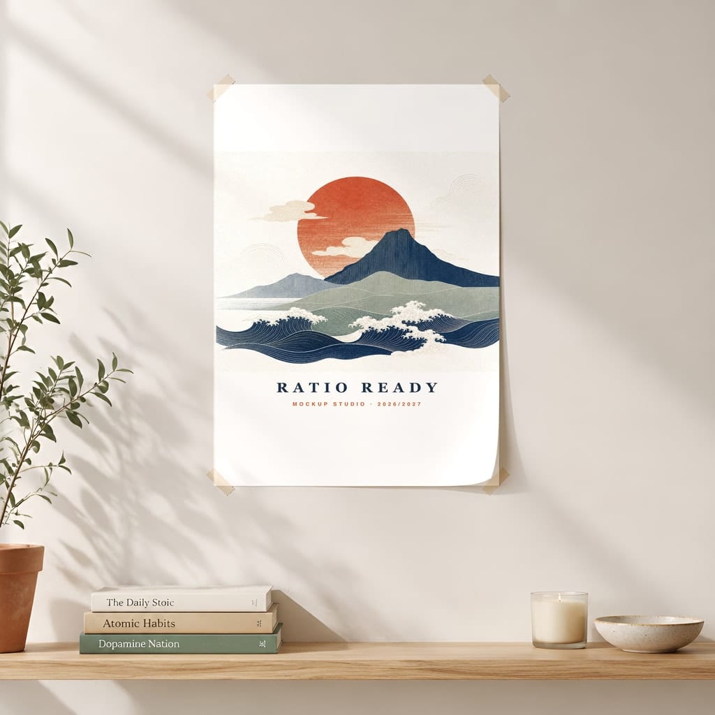 Poster Mockup No Frame — Dorm Room and Rental Taped Wall PSD Templates (20 Scenes): mockup scene 9 of 20