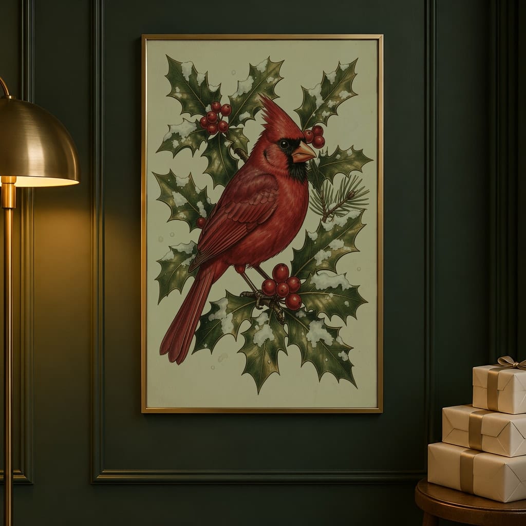 Christmas Frame Mockup Bundle — 20 Vertical Emerald and Gold Wall Art PSD Mockups: mockup scene 17 of 20