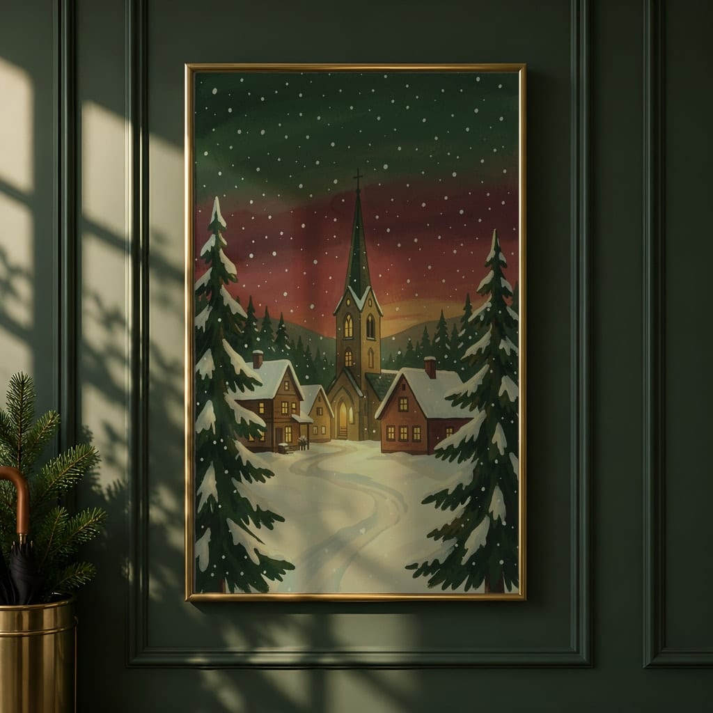 Christmas Frame Mockup Bundle — 20 Vertical Emerald and Gold Wall Art PSD Mockups: mockup scene 2 of 20