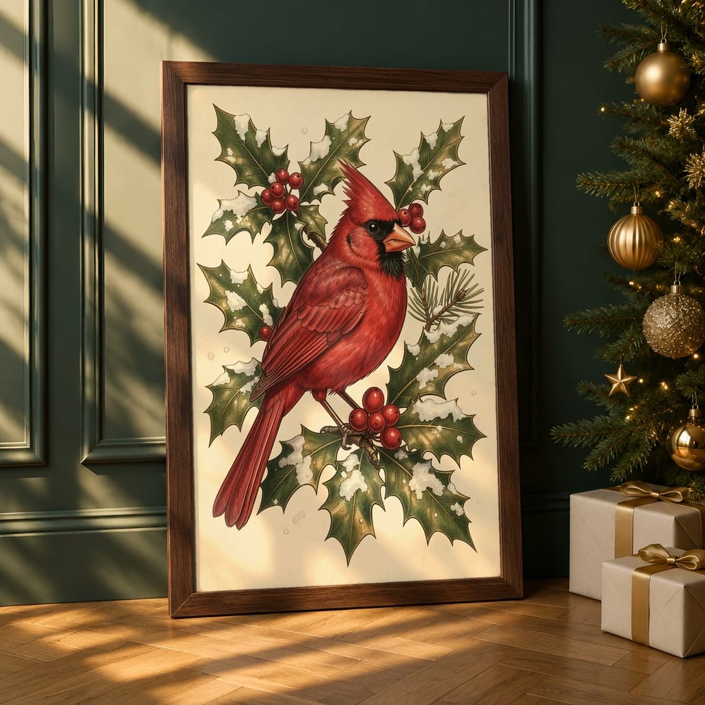 Christmas Frame Mockup Bundle — 20 Vertical Emerald and Gold Wall Art PSD Mockups: mockup scene 5 of 20