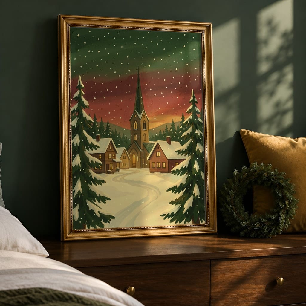 Christmas Frame Mockup Bundle — 20 Vertical Emerald and Gold Wall Art PSD Mockups: mockup scene 6 of 20