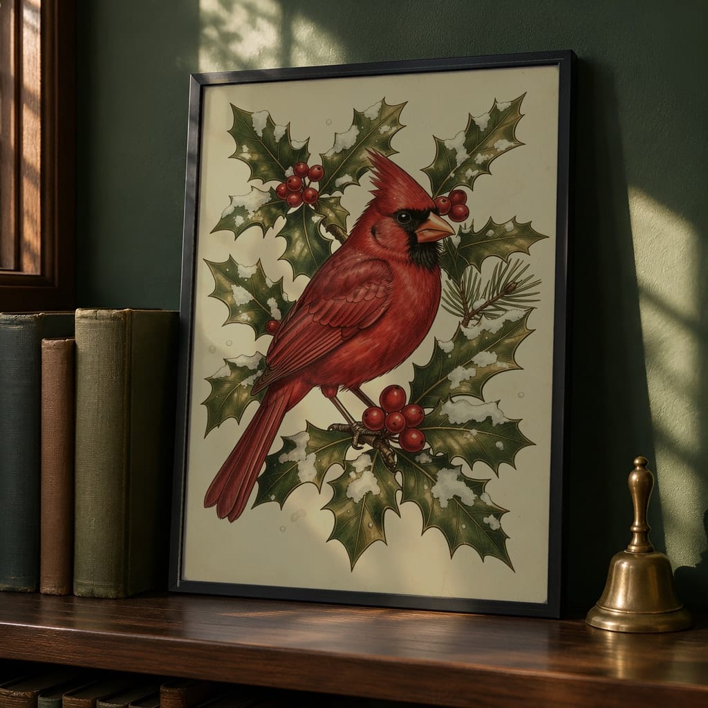 Christmas Frame Mockup Bundle — 20 Vertical Emerald and Gold Wall Art PSD Mockups: mockup scene 9 of 20