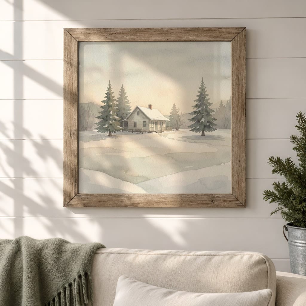 Square Frame Mockup Bundle — 20 Farmhouse Christmas 1:1 Wall Art PSD Mockups — first mockup scene from the pack