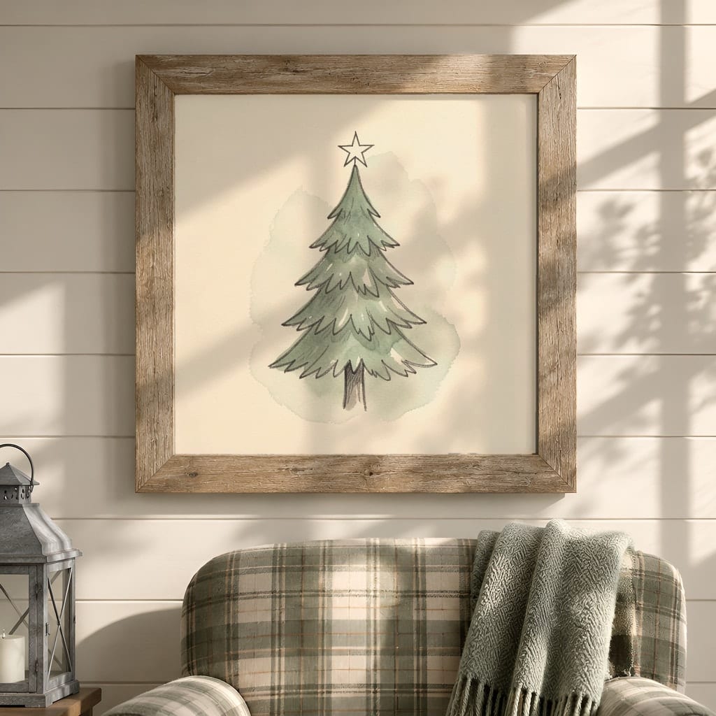 Square Frame Mockup Bundle — 20 Farmhouse Christmas 1:1 Wall Art PSD Mockups: mockup scene 11 of 20