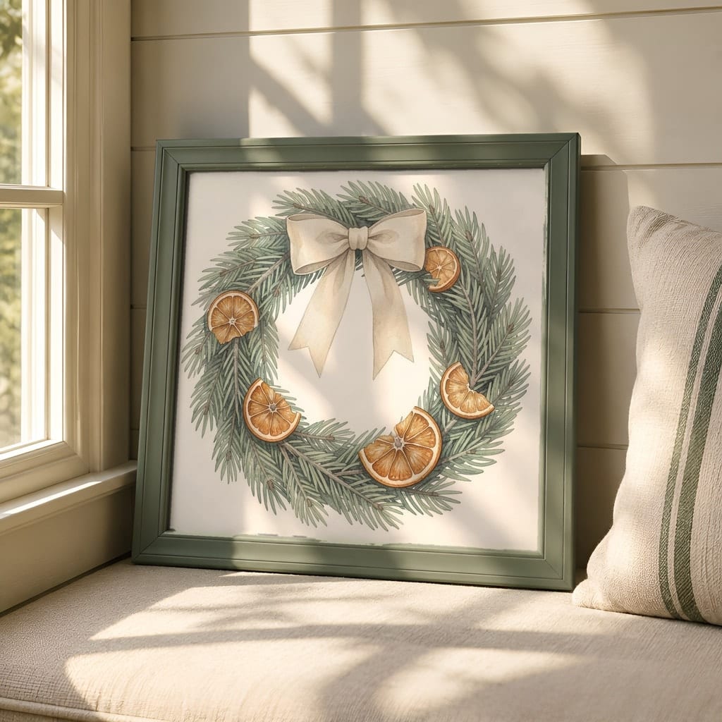 Square Frame Mockup Bundle — 20 Farmhouse Christmas 1:1 Wall Art PSD Mockups: mockup scene 13 of 20