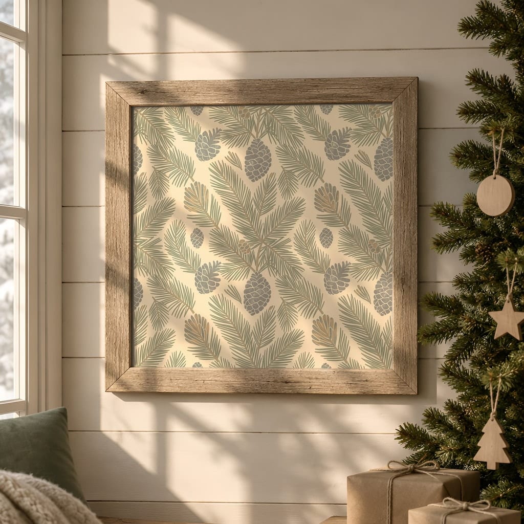 Square Frame Mockup Bundle — 20 Farmhouse Christmas 1:1 Wall Art PSD Mockups: mockup scene 14 of 20