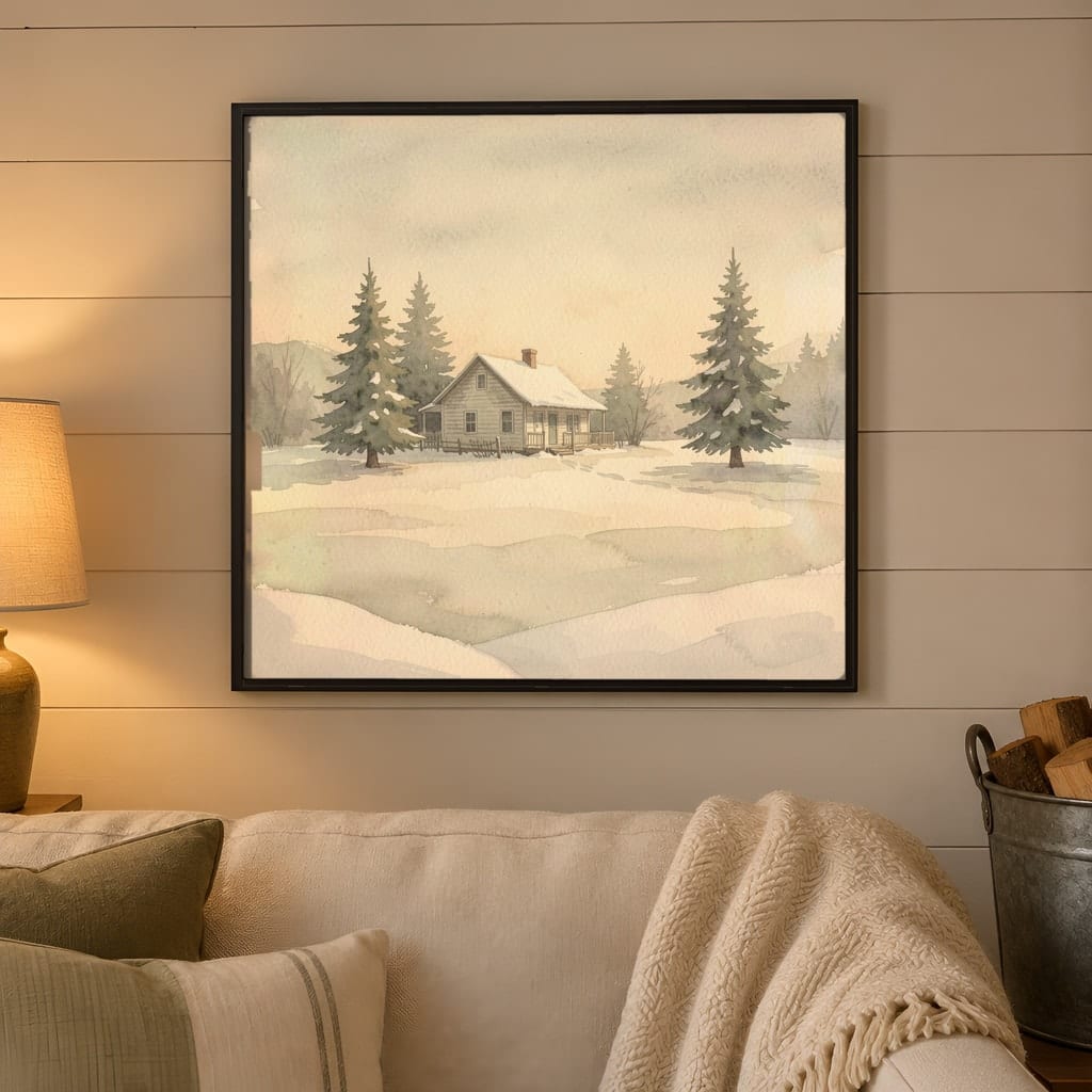 Square Frame Mockup Bundle — 20 Farmhouse Christmas 1:1 Wall Art PSD Mockups: mockup scene 15 of 20