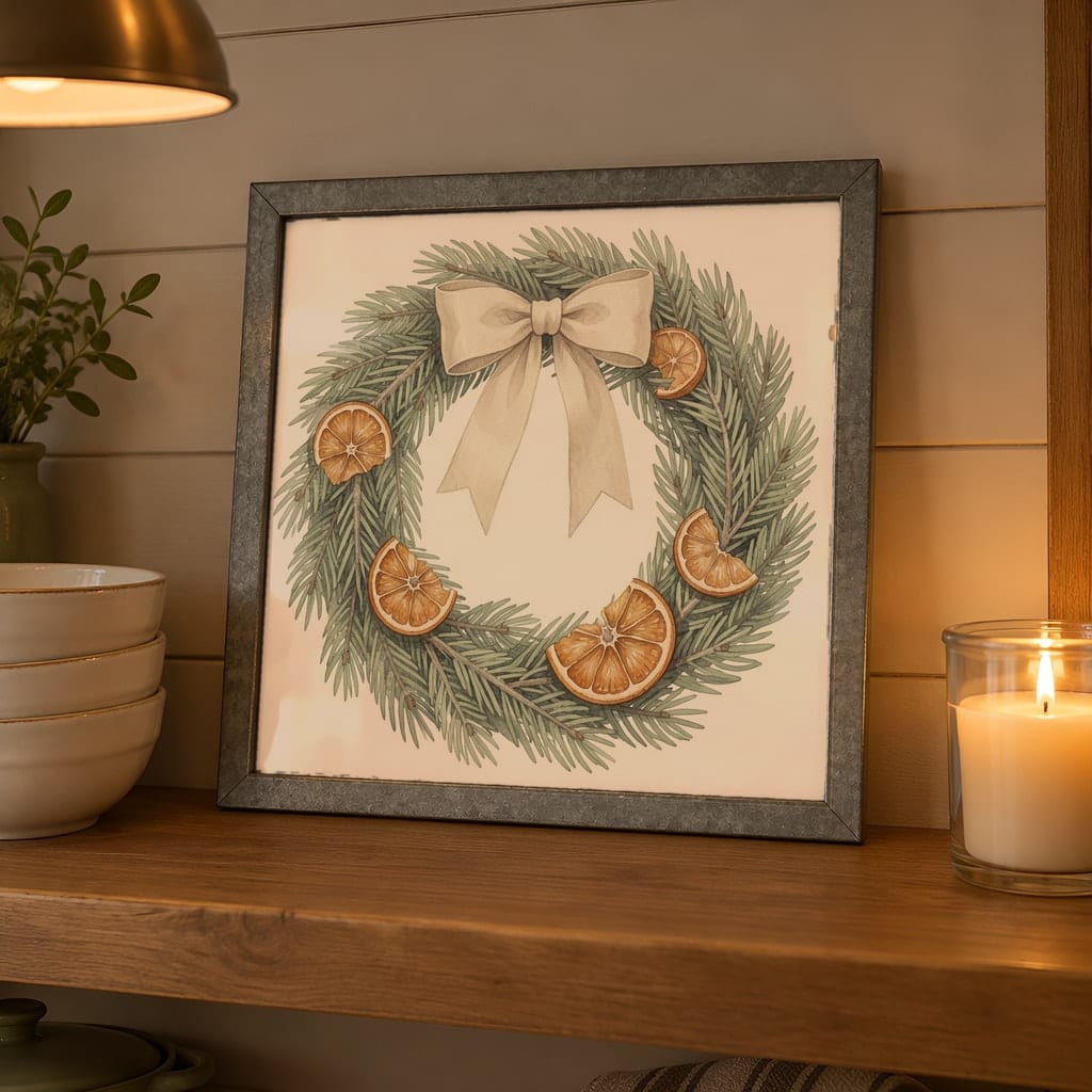 Square Frame Mockup Bundle — 20 Farmhouse Christmas 1:1 Wall Art PSD Mockups: mockup scene 17 of 20