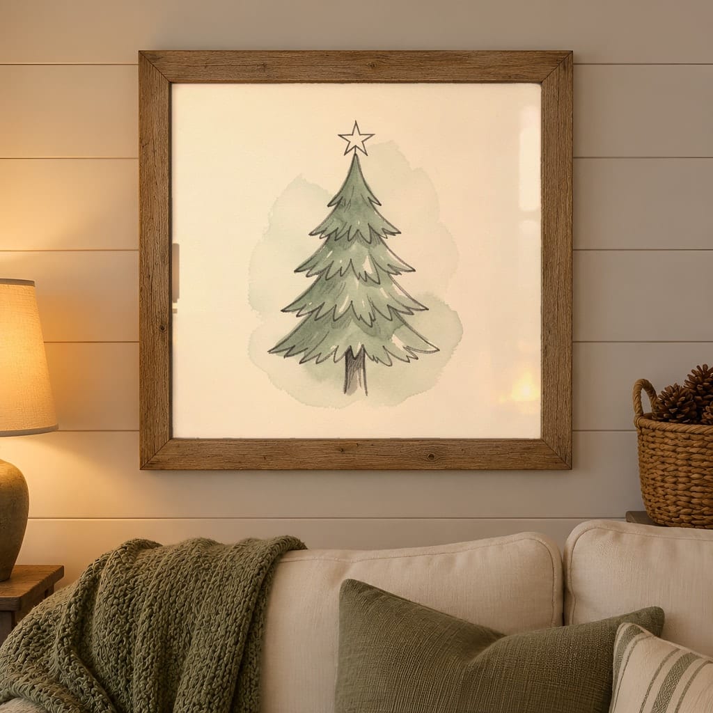 Square Frame Mockup Bundle — 20 Farmhouse Christmas 1:1 Wall Art PSD Mockups: mockup scene 18 of 20