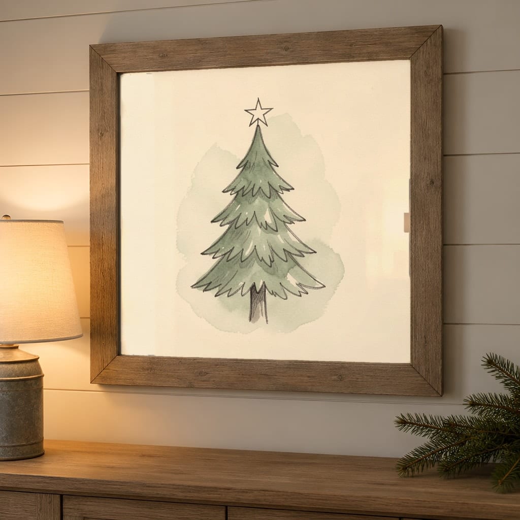Square Frame Mockup Bundle — 20 Farmhouse Christmas 1:1 Wall Art PSD Mockups: mockup scene 19 of 20