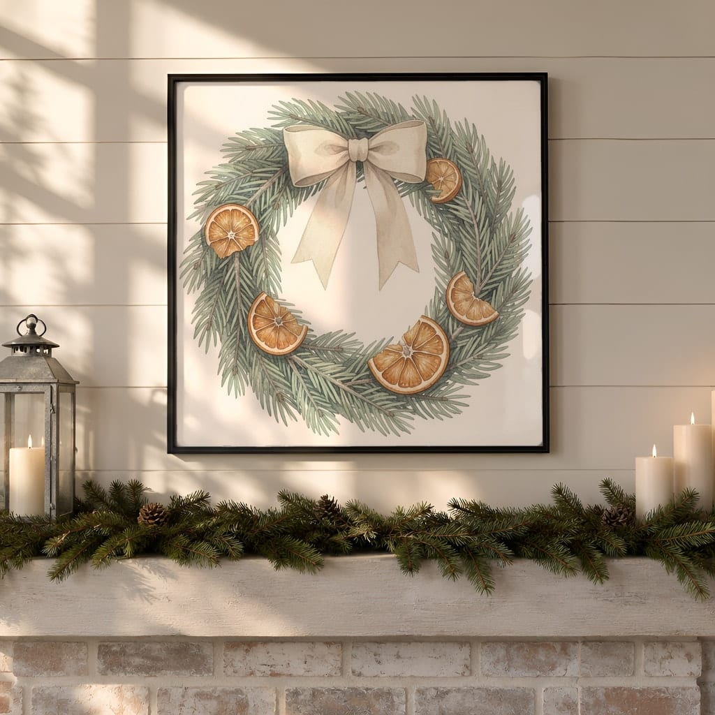 Square Frame Mockup Bundle — 20 Farmhouse Christmas 1:1 Wall Art PSD Mockups: mockup scene 2 of 20