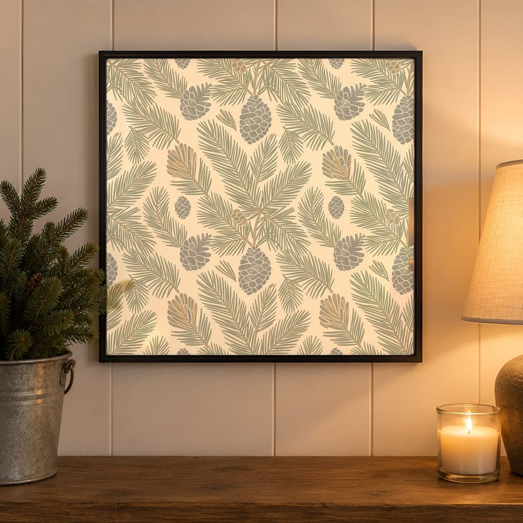 Square Frame Mockup Bundle — 20 Farmhouse Christmas 1:1 Wall Art PSD Mockups: mockup scene 20 of 20