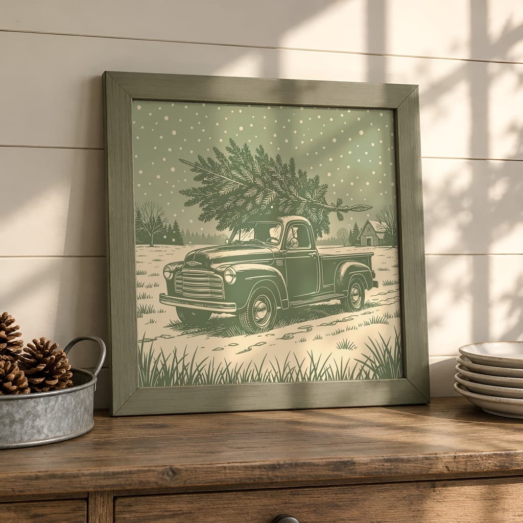 Square Frame Mockup Bundle — 20 Farmhouse Christmas 1:1 Wall Art PSD Mockups: mockup scene 3 of 20