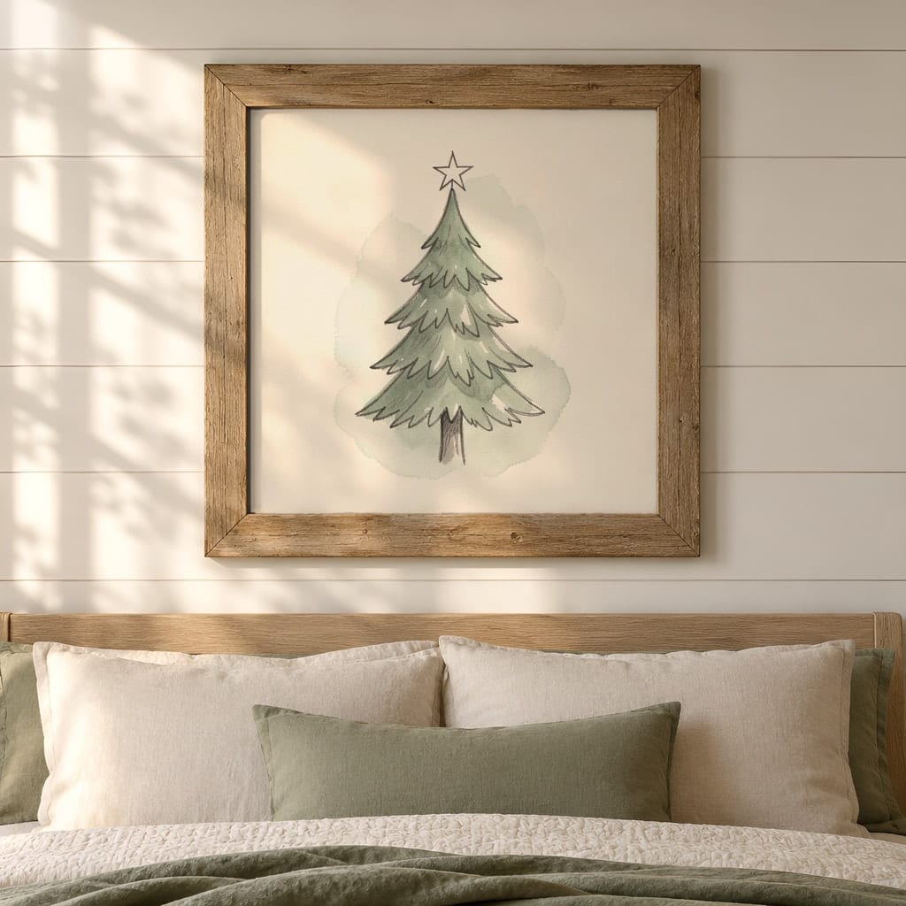 Square Frame Mockup Bundle — 20 Farmhouse Christmas 1:1 Wall Art PSD Mockups: mockup scene 4 of 20