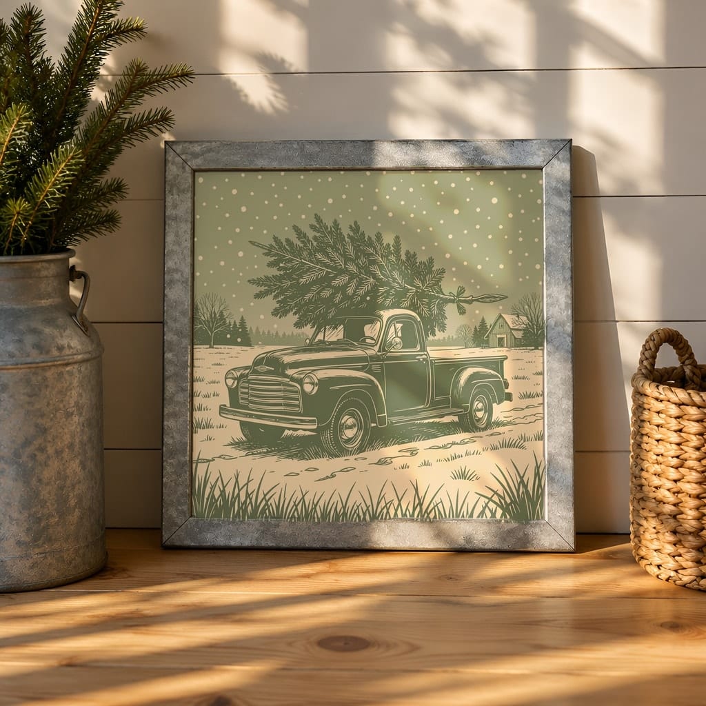 Square Frame Mockup Bundle — 20 Farmhouse Christmas 1:1 Wall Art PSD Mockups: mockup scene 5 of 20