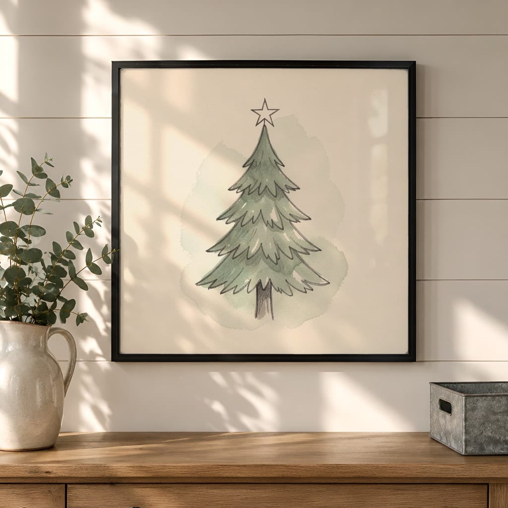 Square Frame Mockup Bundle — 20 Farmhouse Christmas 1:1 Wall Art PSD Mockups: mockup scene 6 of 20