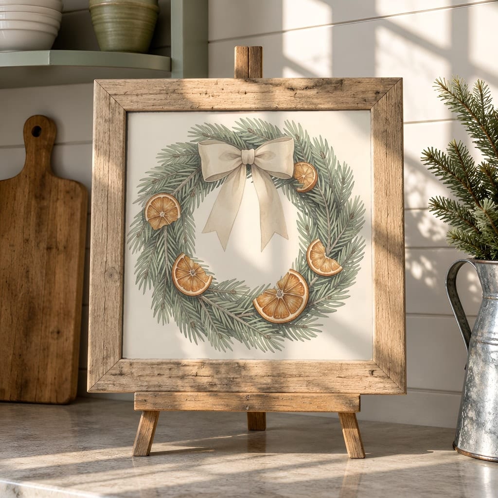 Square Frame Mockup Bundle — 20 Farmhouse Christmas 1:1 Wall Art PSD Mockups: mockup scene 7 of 20