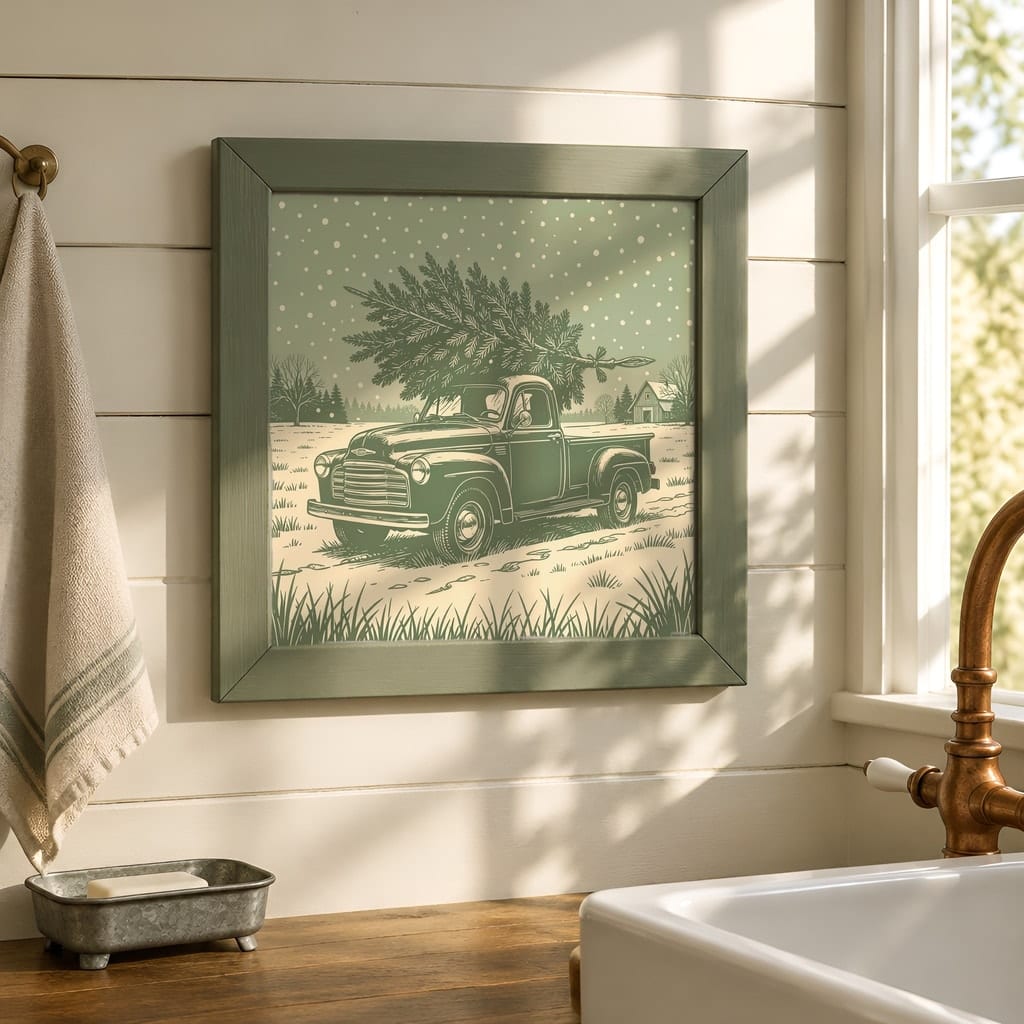 Square Frame Mockup Bundle — 20 Farmhouse Christmas 1:1 Wall Art PSD Mockups: mockup scene 8 of 20