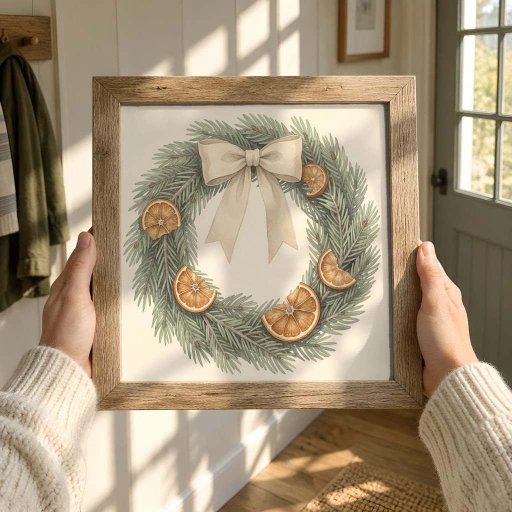 Square Frame Mockup Bundle — 20 Farmhouse Christmas 1:1 Wall Art PSD Mockups: mockup scene 9 of 20