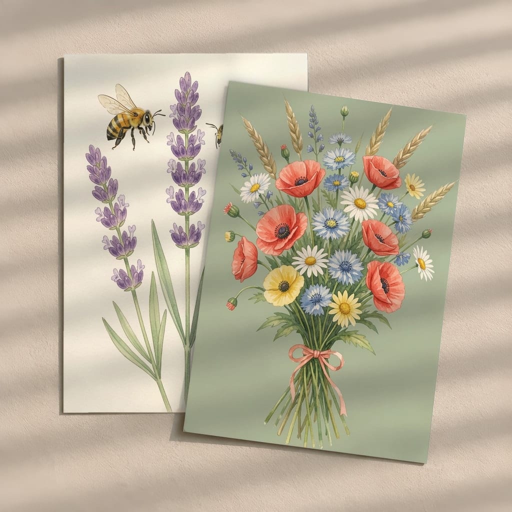 Flat Lay Card Mockup, Set of Two, Invitation Postcard 5x7 — 20 PSD Mockups: mockup scene 11 of 20