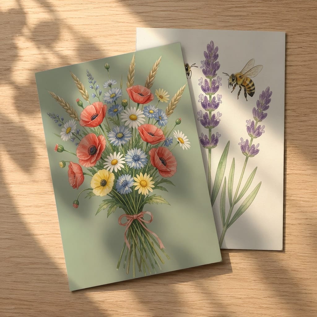 Flat Lay Card Mockup, Set of Two, Invitation Postcard 5x7 — 20 PSD Mockups: mockup scene 20 of 20